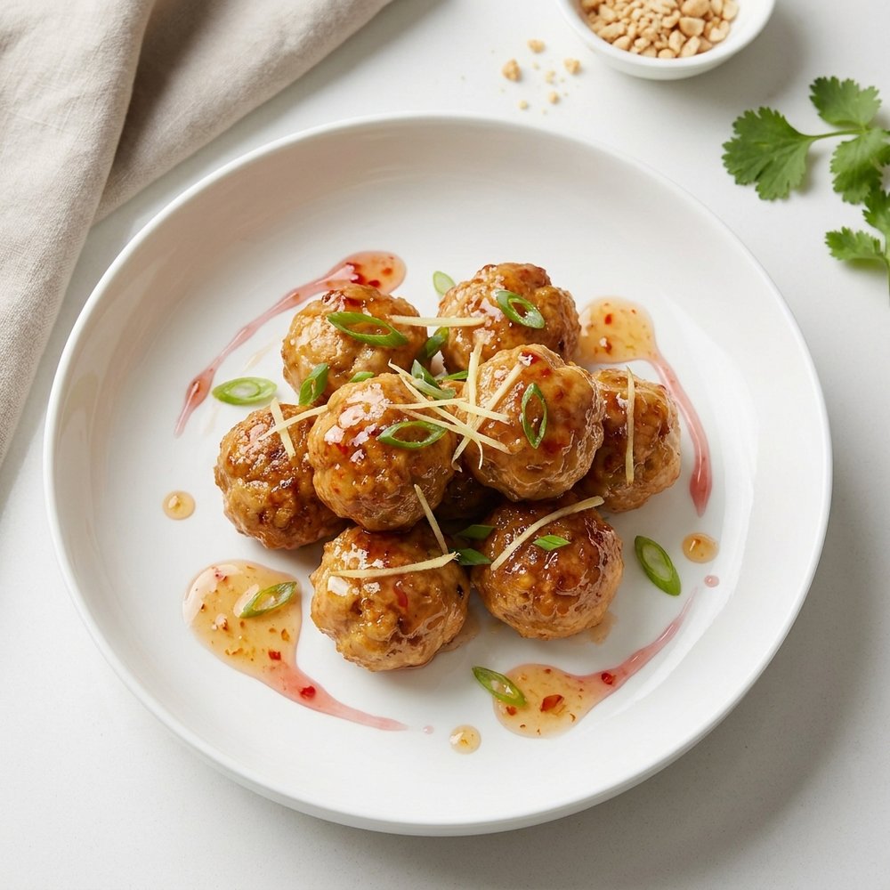 Thai-Inspired Chicken Meatballs with Peanut Butter