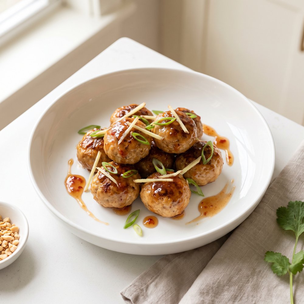 Thai-Inspired Chicken Meatballs with Peanut Butter