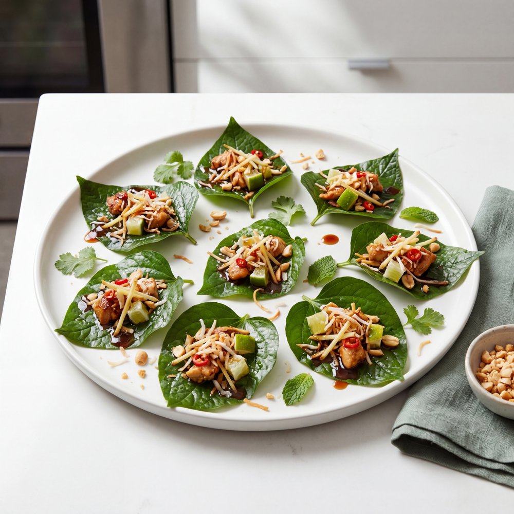 One-Bite Thai "Flavor Bomb" Salad Wraps (Miang Kham)