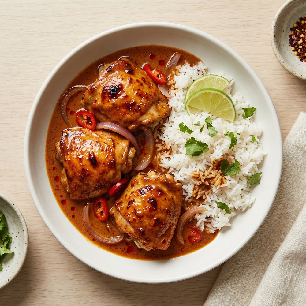 Baked Thai Red Curry Chicken Thighs