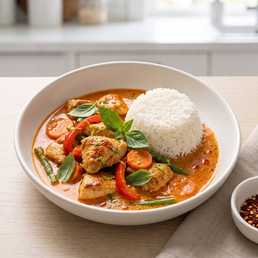 Thai Red Curry Chicken with Coconut Milk and Vegetables