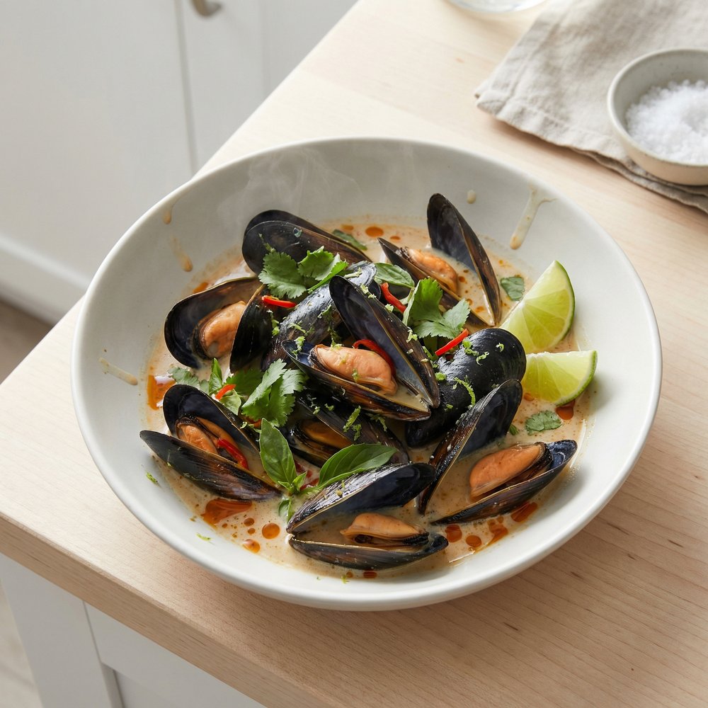 Coconut Red Curry Thai Mussels