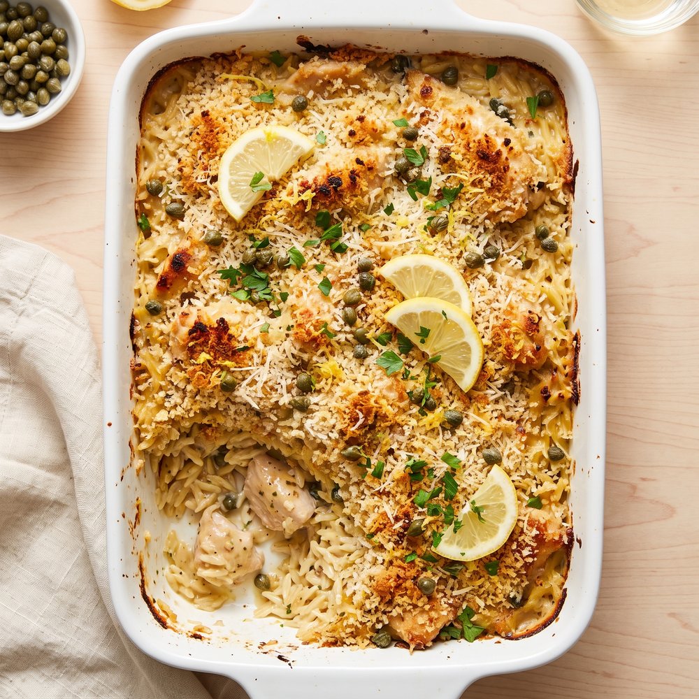This Dump-and-Bake Chicken Piccata Casserole Is Ready in Under an Hour