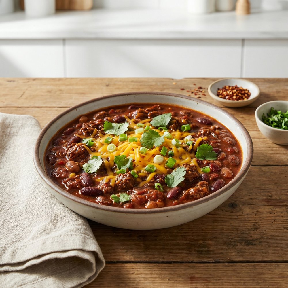 Robust Three-Bean Ground Beef Chili