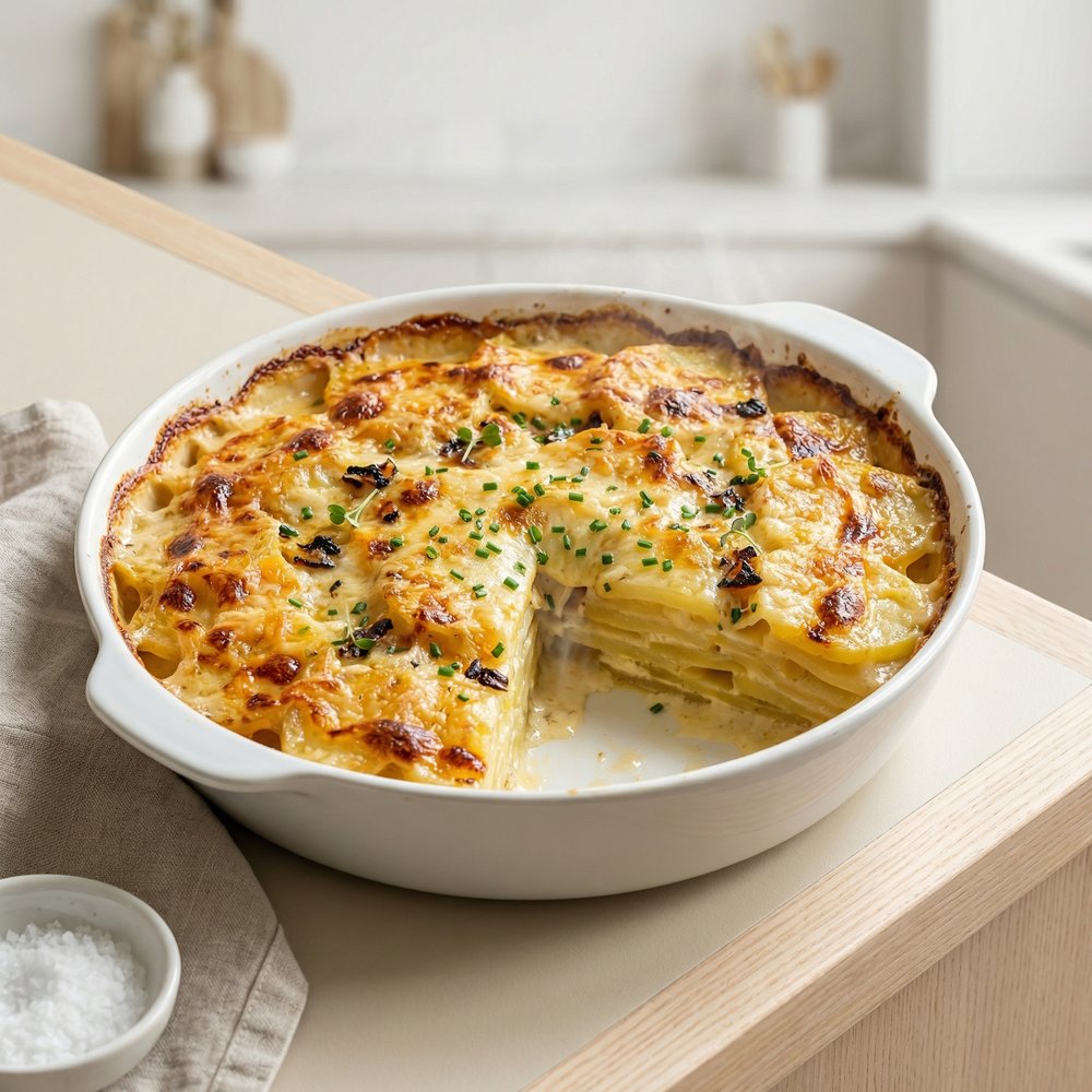 Three Cheese Garlic Scalloped Potatoes
