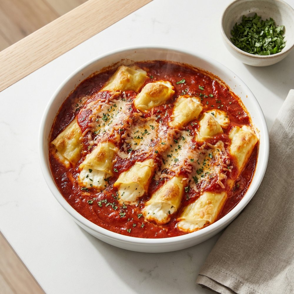 Baked Three-Cheese Manicotti