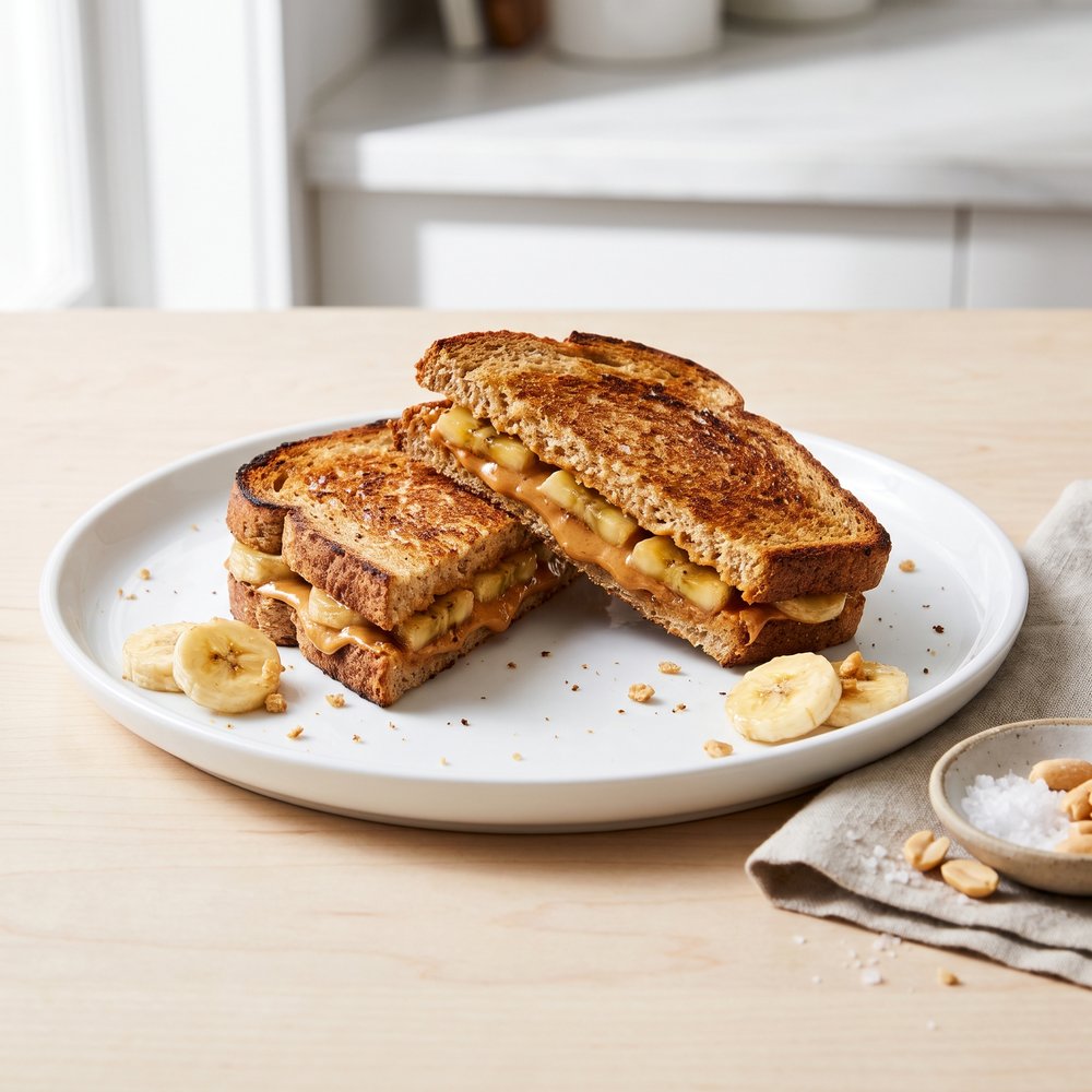 Toasted Peanut Butter and Banana Sandwich