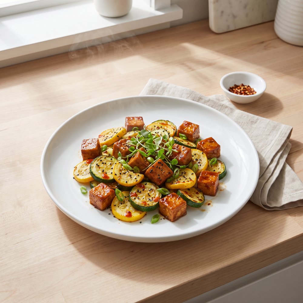 Tofu, Zucchini, and Yellow Squash Stir-Fry