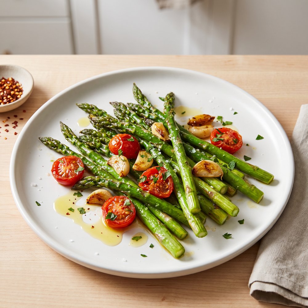 Tomato-Garlic Asparagus Medley