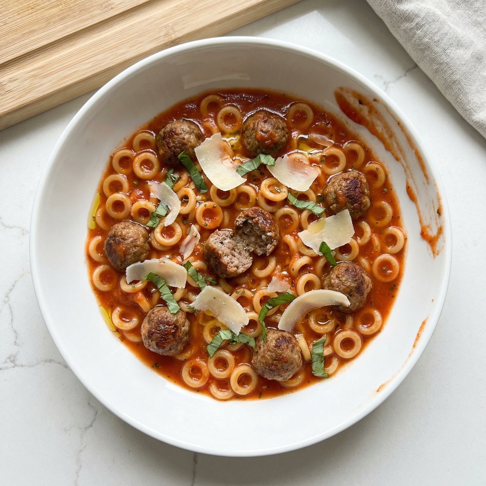 From-Scratch Spaghetti Rings with Mini Meatballs