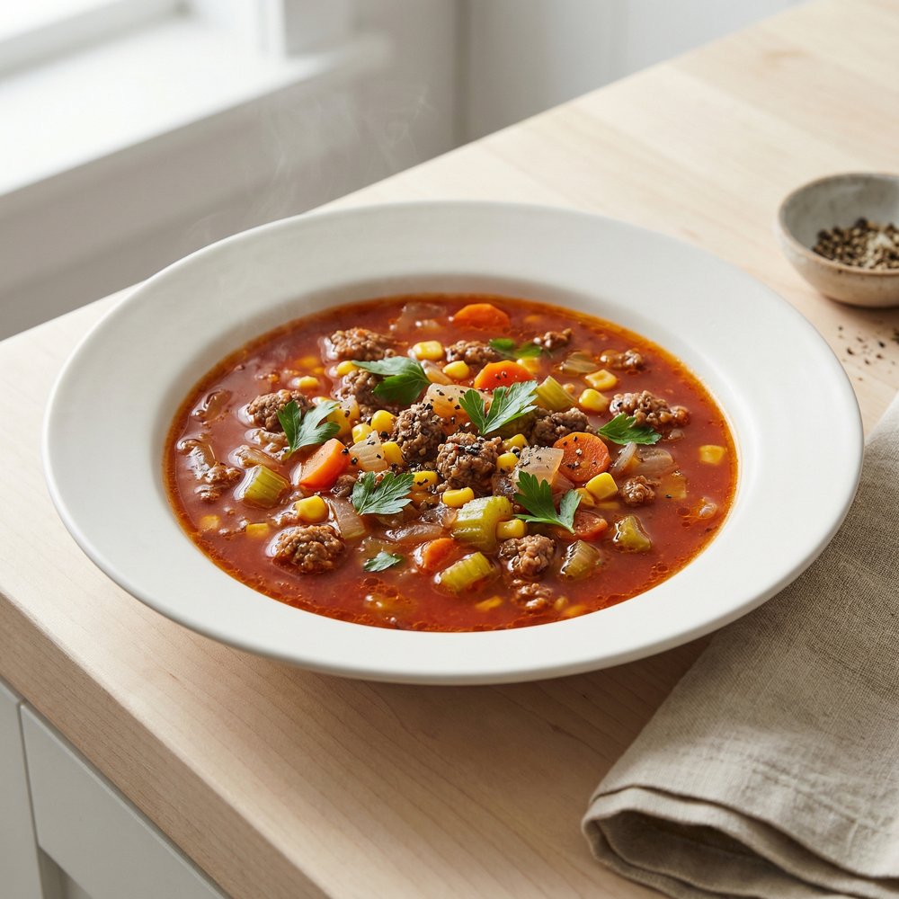 Hearty Ground Beef Tomato Soup