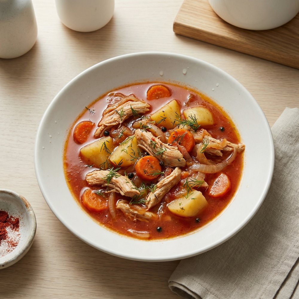 Russian Chicken Stew with Potatoes and Vegetables