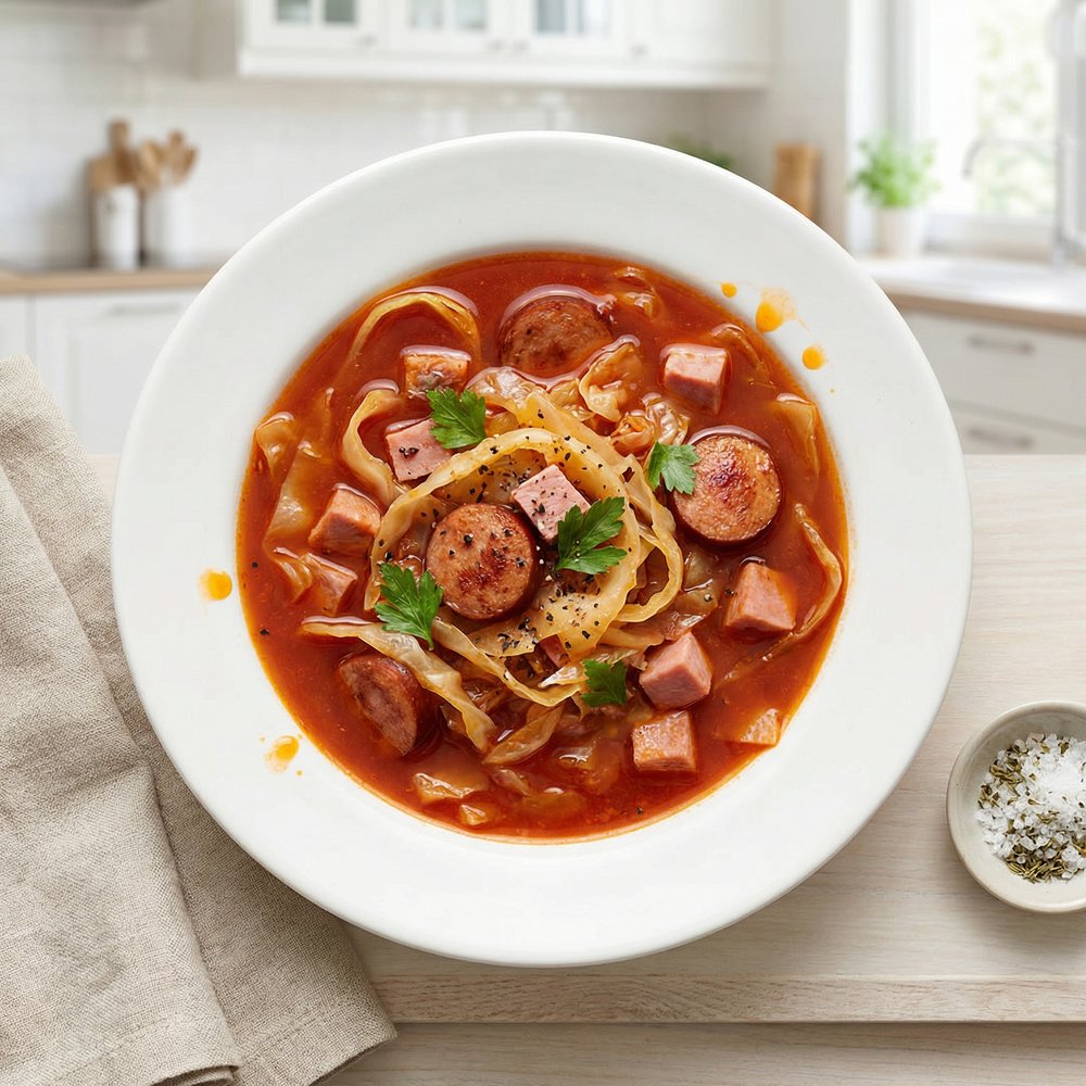 Tomato-Braised Ham and Cabbage Stew
