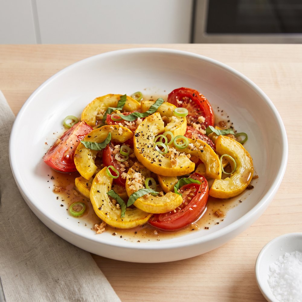 Tomatoes with Crookneck Squash