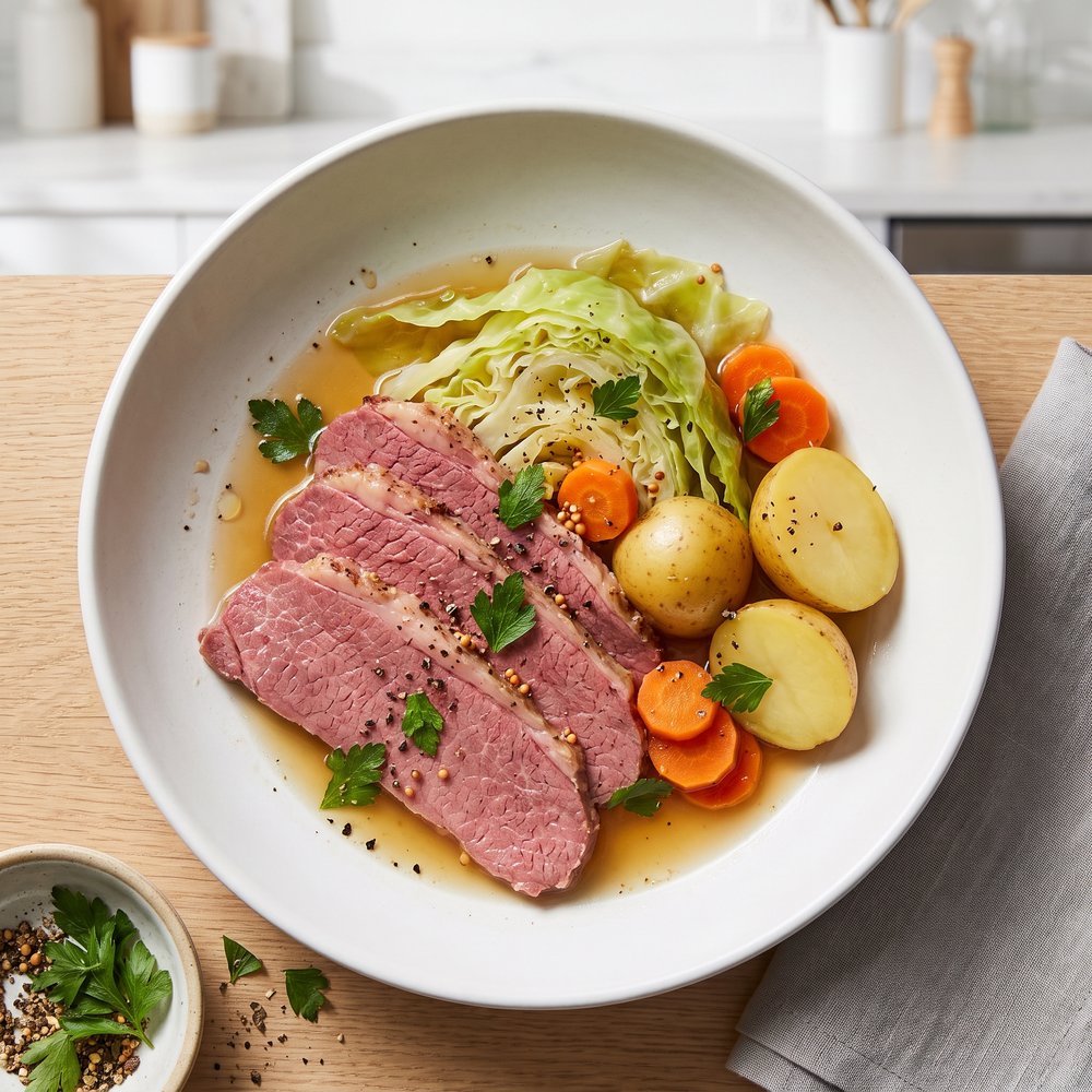 Traditional Corned Beef and Cabbage Boil