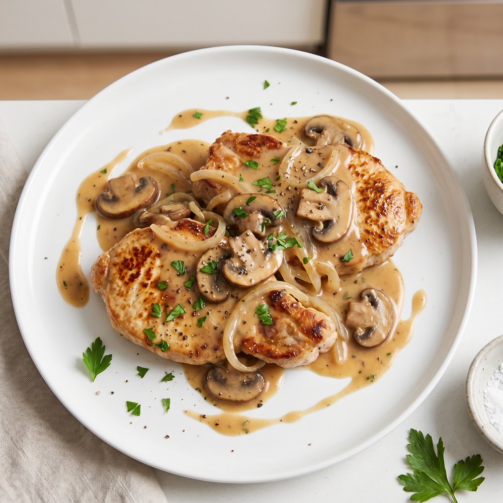 Turkey Chops with Mushroom Gravy