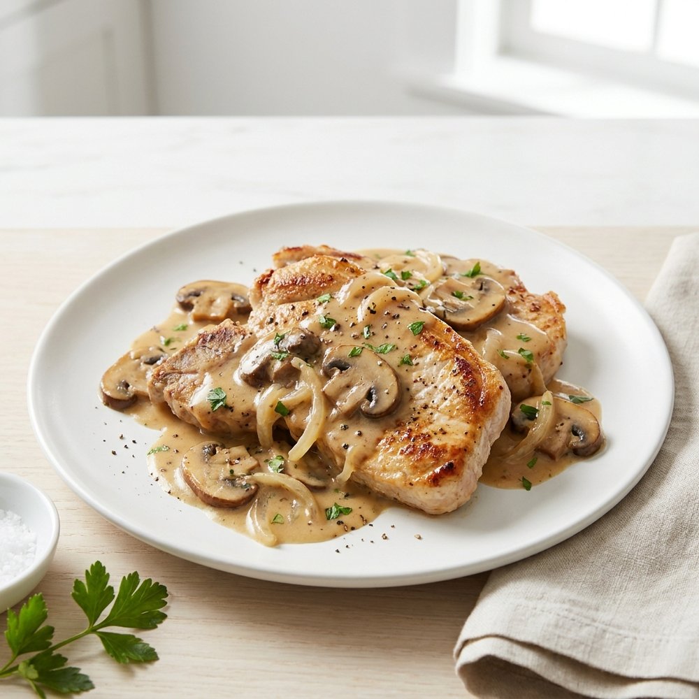 Turkey Chops with Mushroom Gravy
