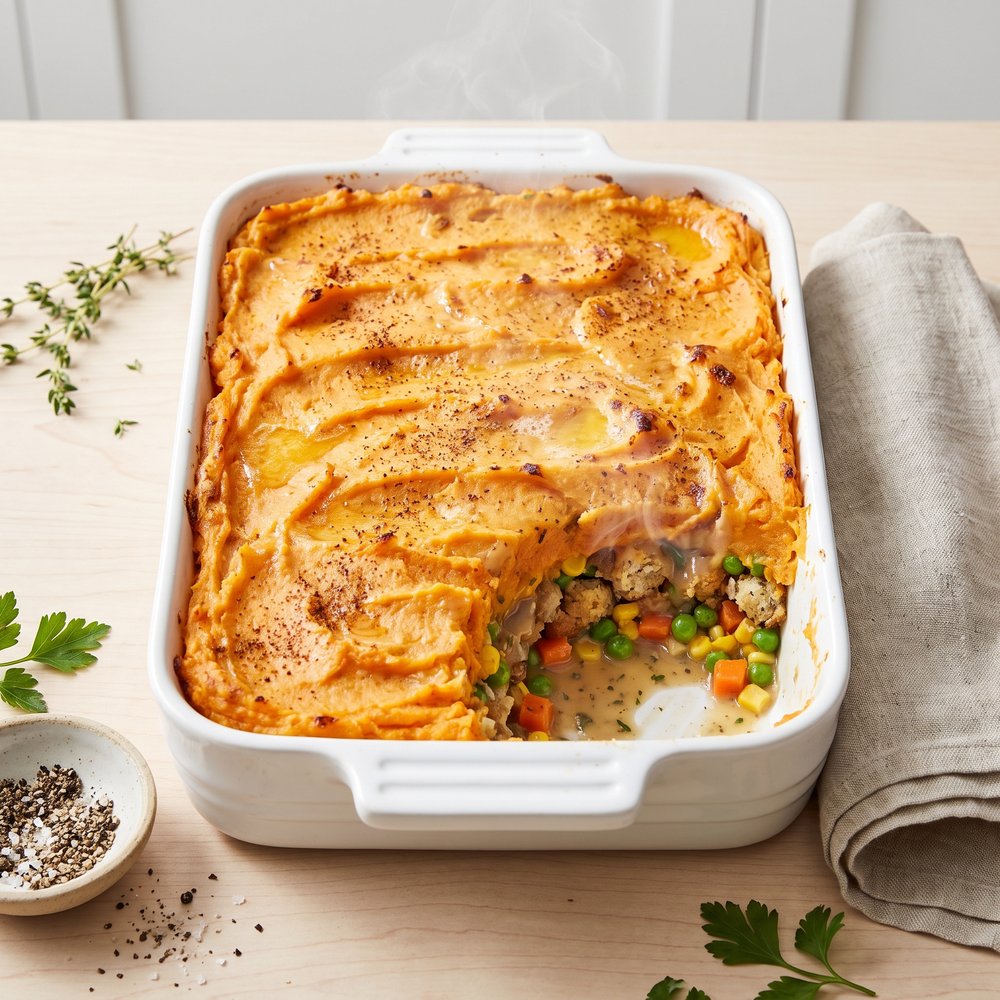 Turkey Shepherd’s Pie with Sweet Potato Topping