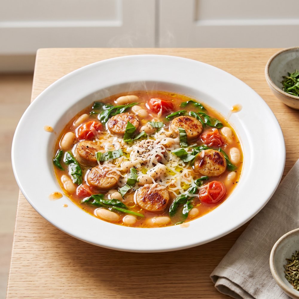 Tuscan Bean and Chicken Italian Sausage Soup