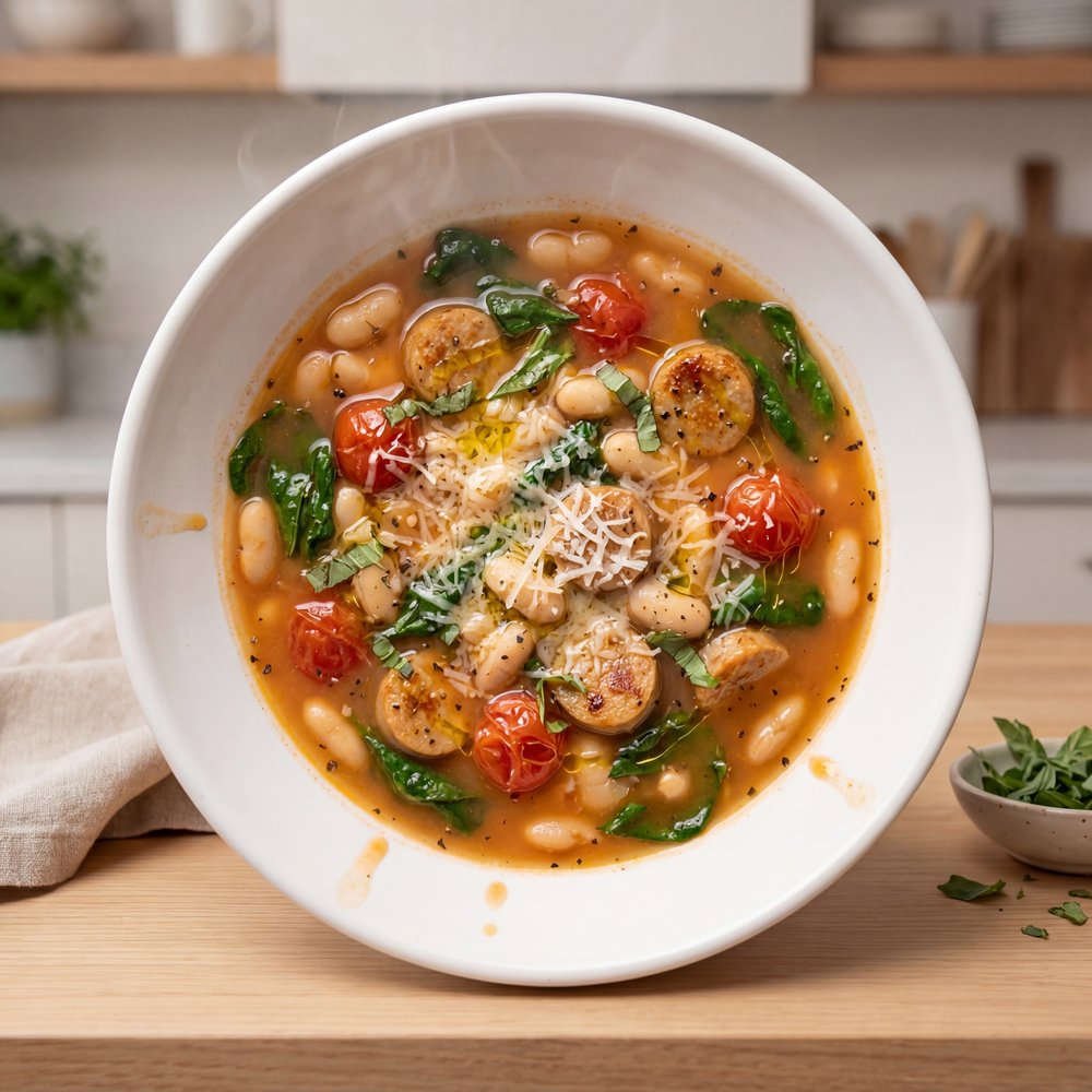 Tuscan Bean and Chicken Italian Sausage Soup