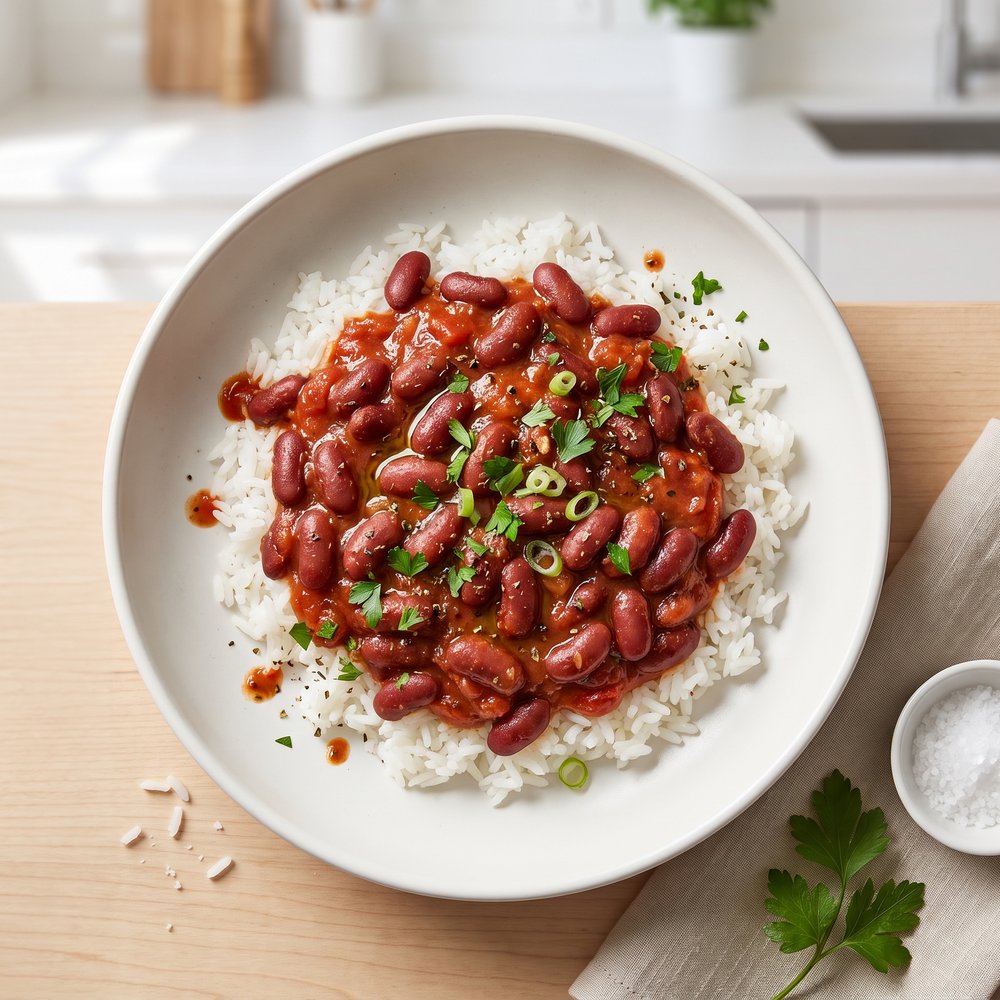 U.S. Red Beans with Tomato Sauce over Rice
