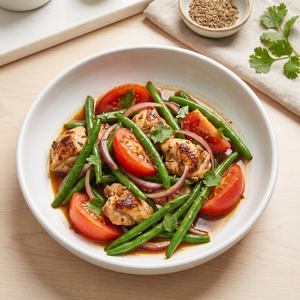 Vainitas Saltadas con Pollo (Peruvian Green Beans and Chicken)