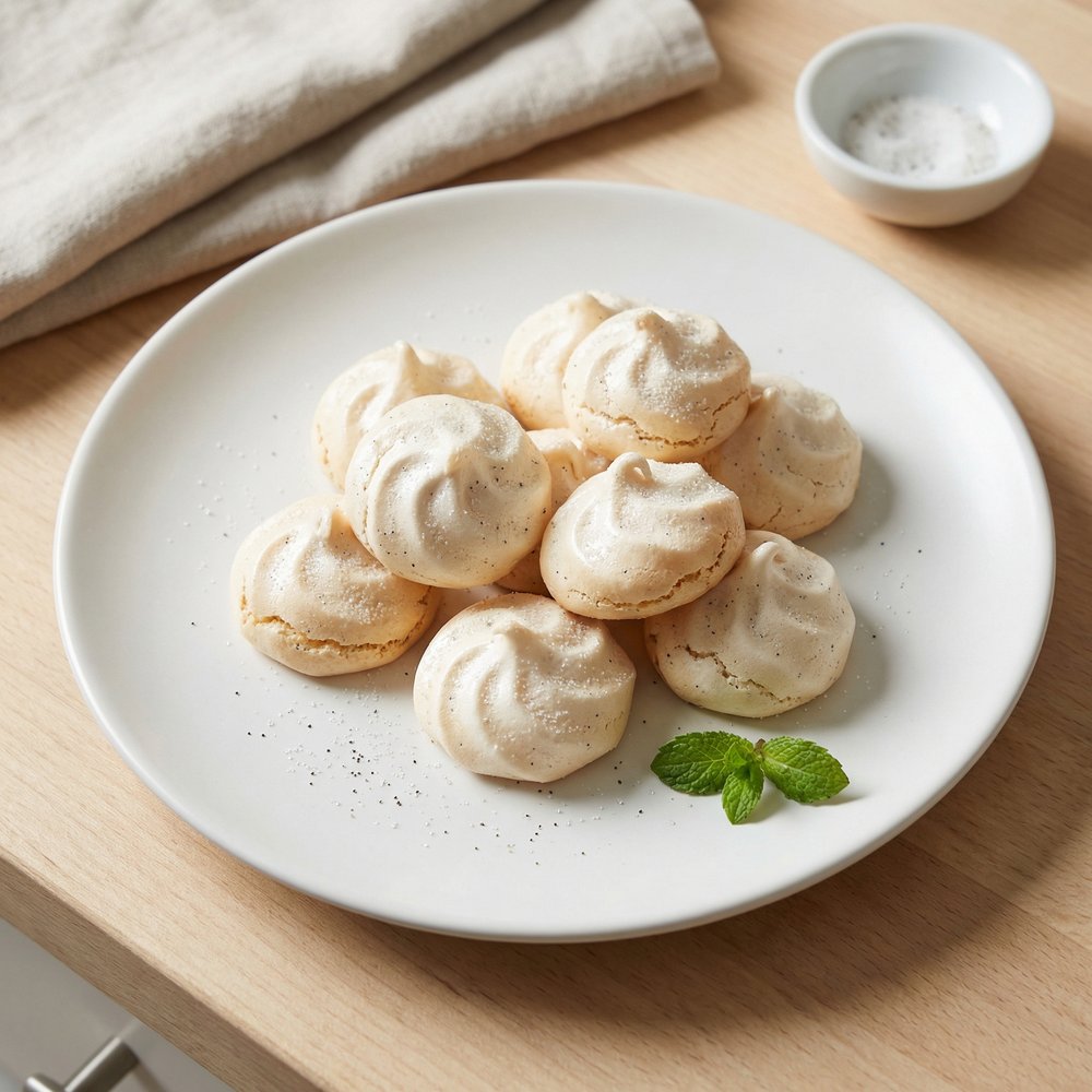 Crisp Vanilla Bean Meringue Kisses