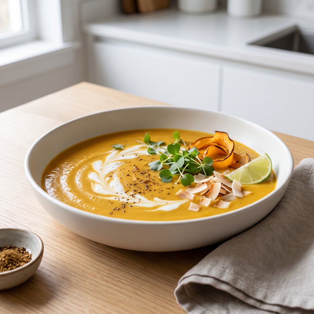 Vegetarian Butternut Squash Coconut Curry Soup