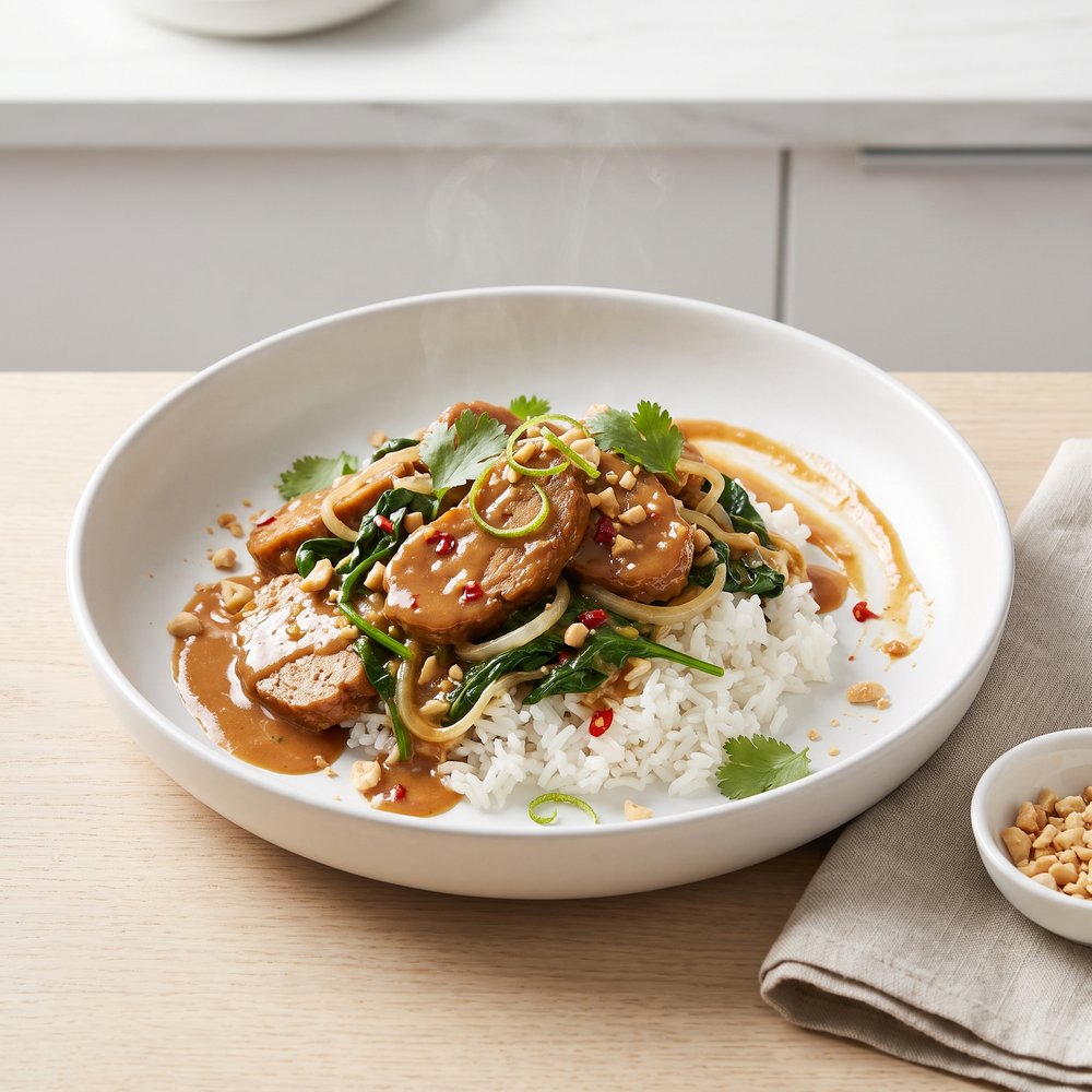Vegetarian Gai Tua with Seitan in Peanut Sauce