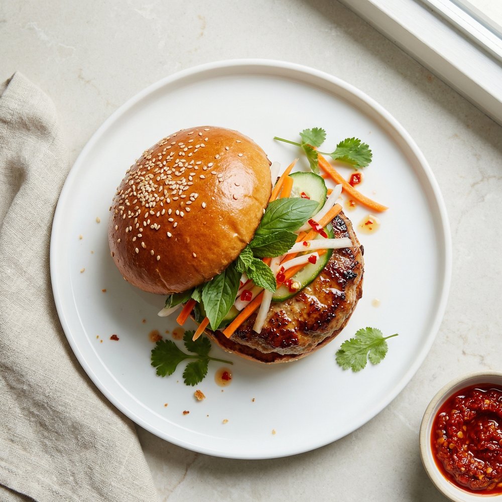 Vietnamese-Style Pork Bánh Mì Burgers