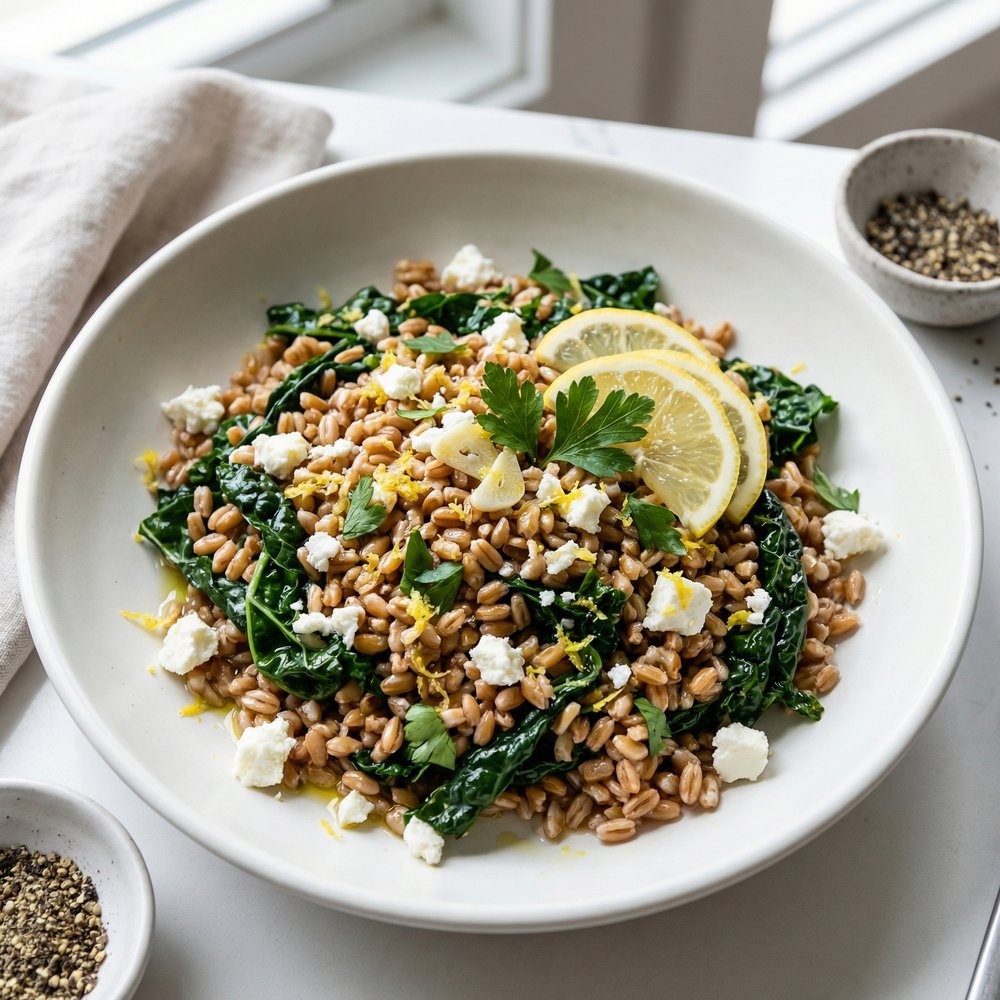 Healthy Warm Farro Salad