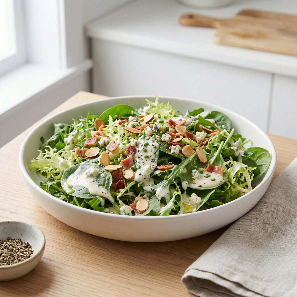 Baby Greens with a Warm Gorgonzola Dressing