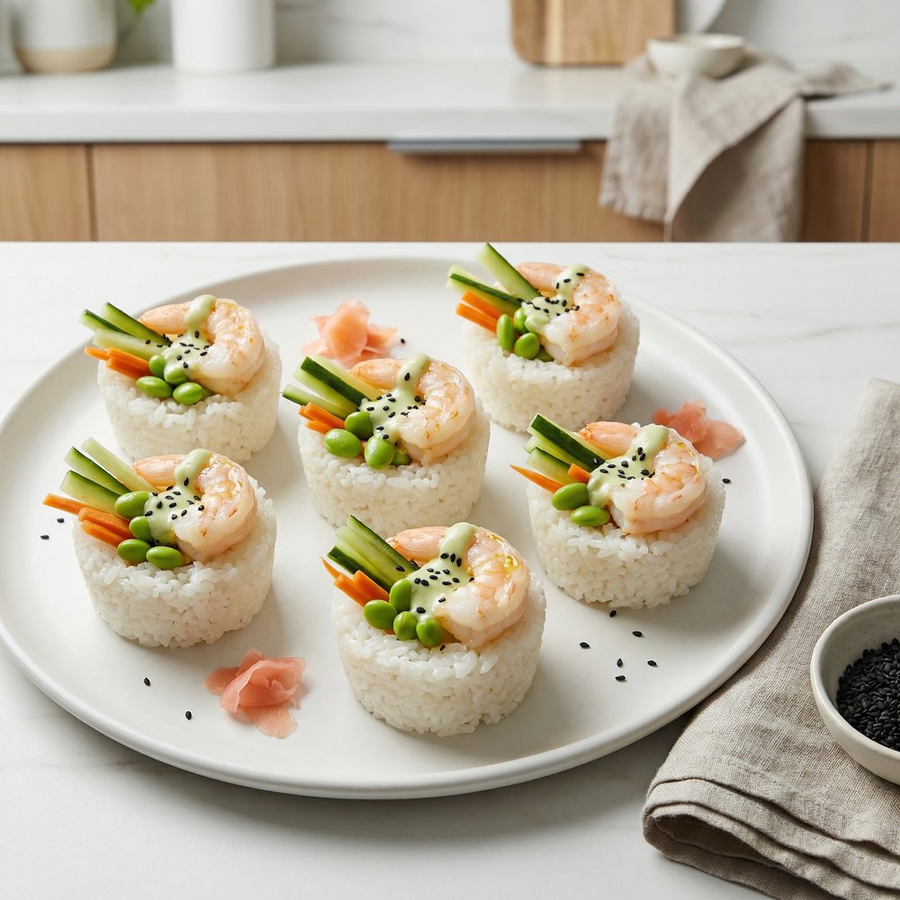 Shrimp and Wasabi Sushi Rice Bites