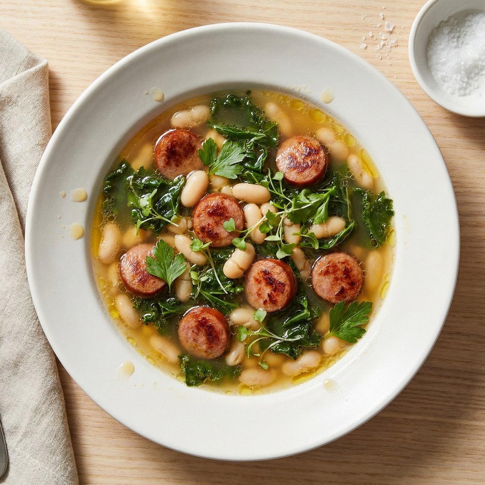 Big Ray's White Bean, Kale, and Kielbasa Soup