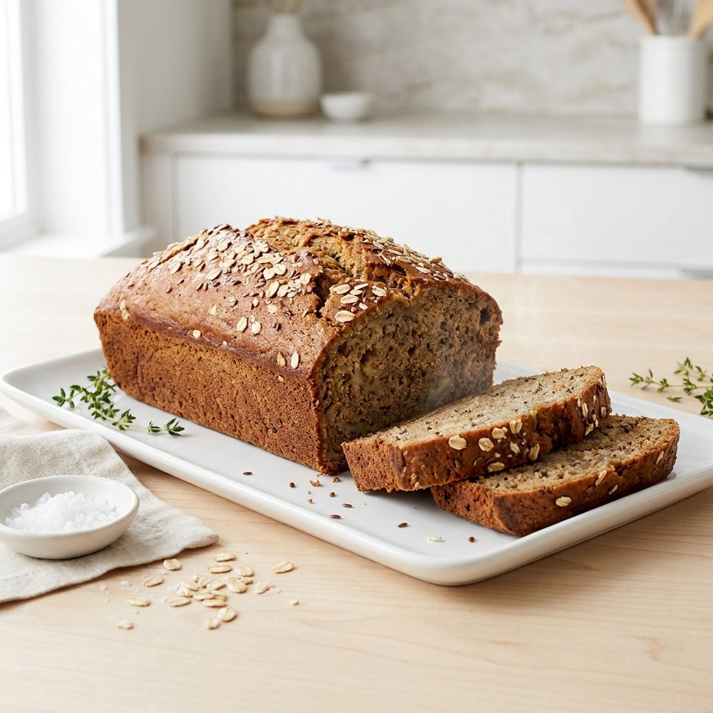 Whole Wheat Banana Bread with Flaxseed and Oats