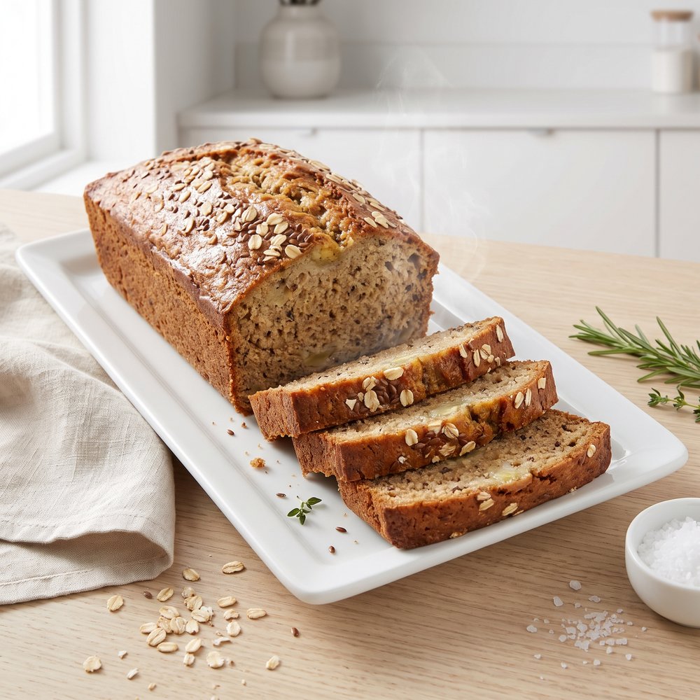 Whole Wheat Banana Bread with Flaxseed and Oats