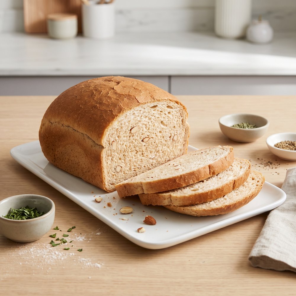 Whole Wheat Bread with Cream Cheese and Almonds