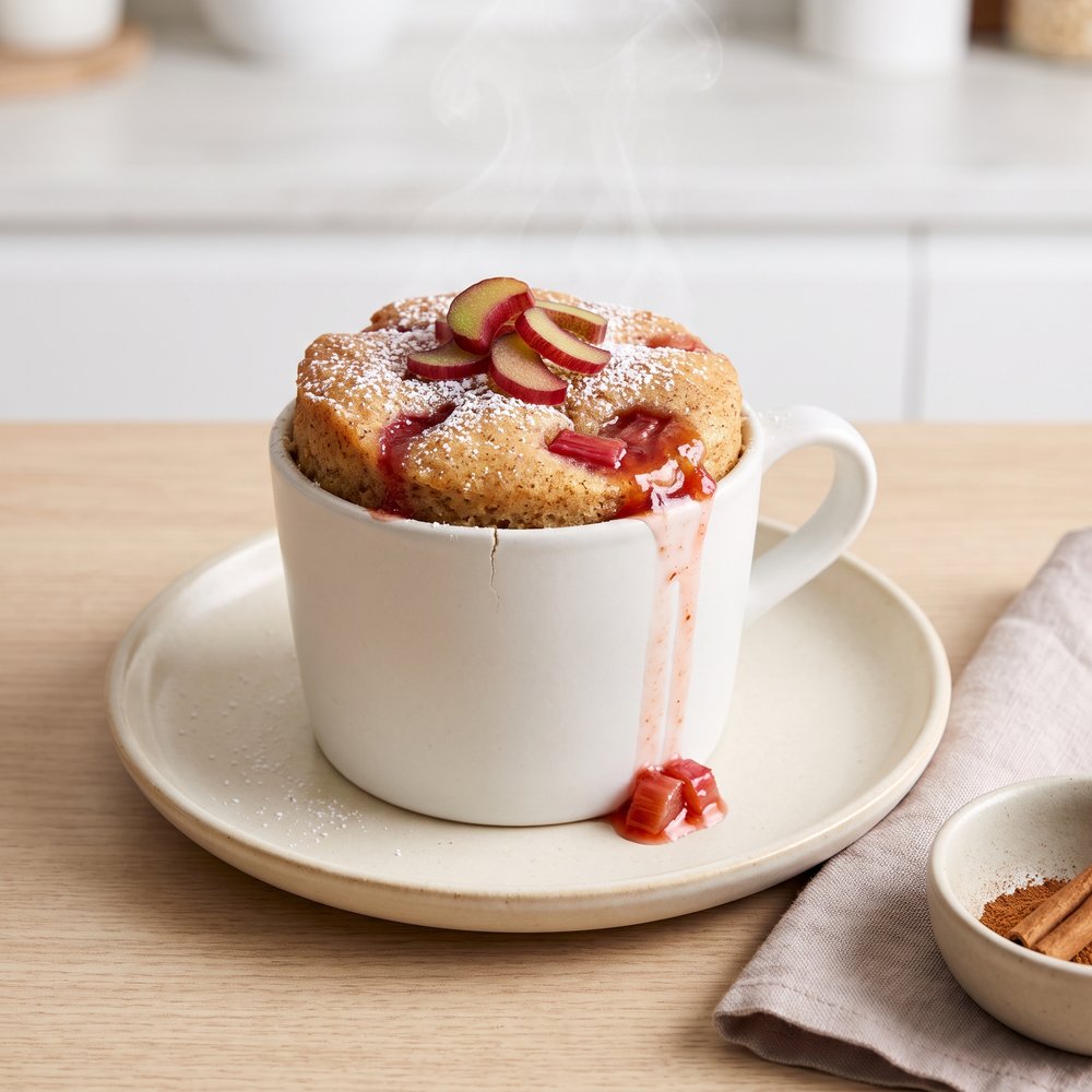 Wholesome Rhubarb Mug Cake