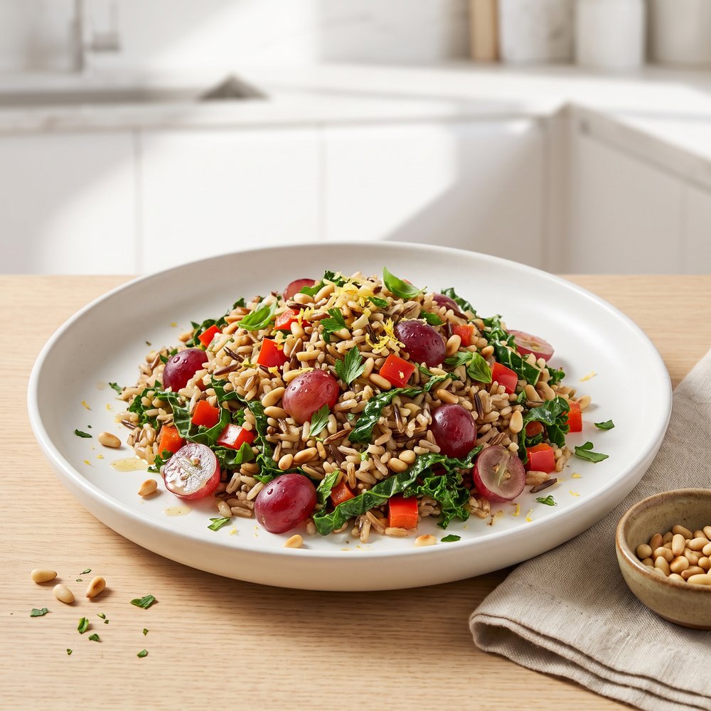 Wild & Brown Rice Kale Salad with Grapes