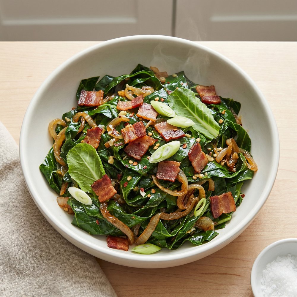 Smoky Wilted Collard Greens
