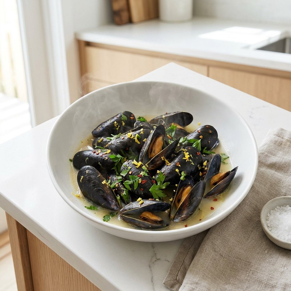 Wine-Steamed Mussels