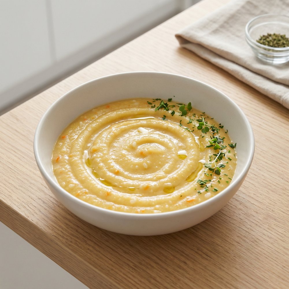 Baby Purée with Yellow Split Peas, Carrots, and Rice
