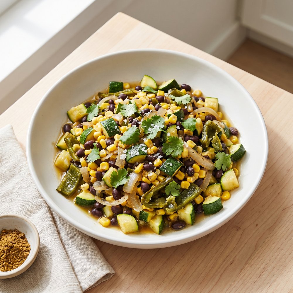 Zucchini Calabacitas with Corn and Black Beans