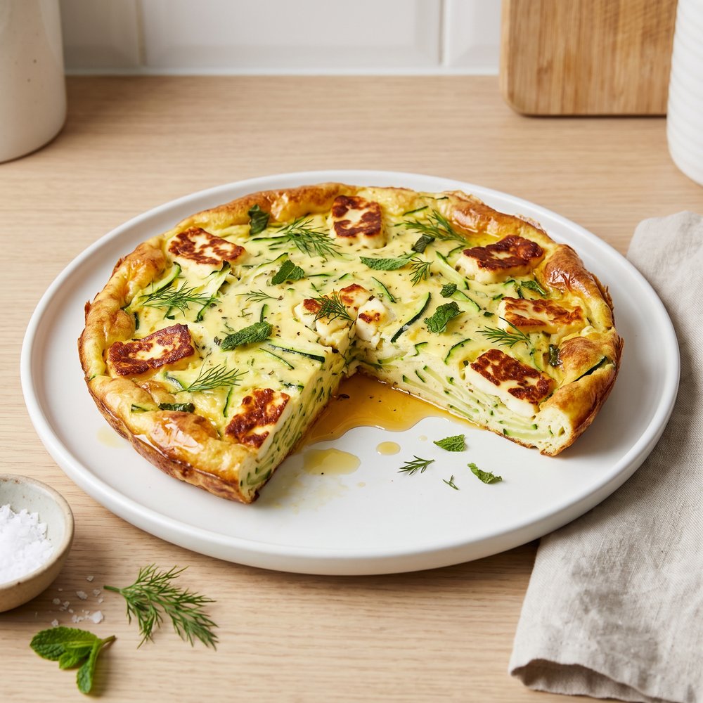 Zucchini and Halloumi Egg Frittata