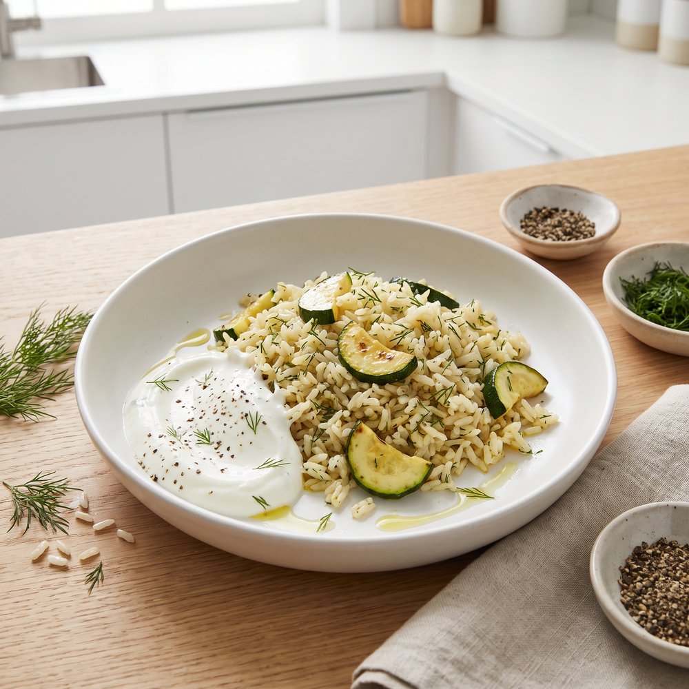 Zucchini with Dill Weed and Garlic-Yogurt Sauce