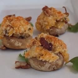 Cheddar and Pecan Filled Button Mushrooms