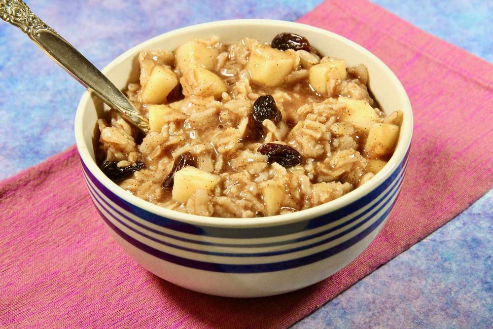 Apple-Cinnamon Oatmeal with Raisins and Maple