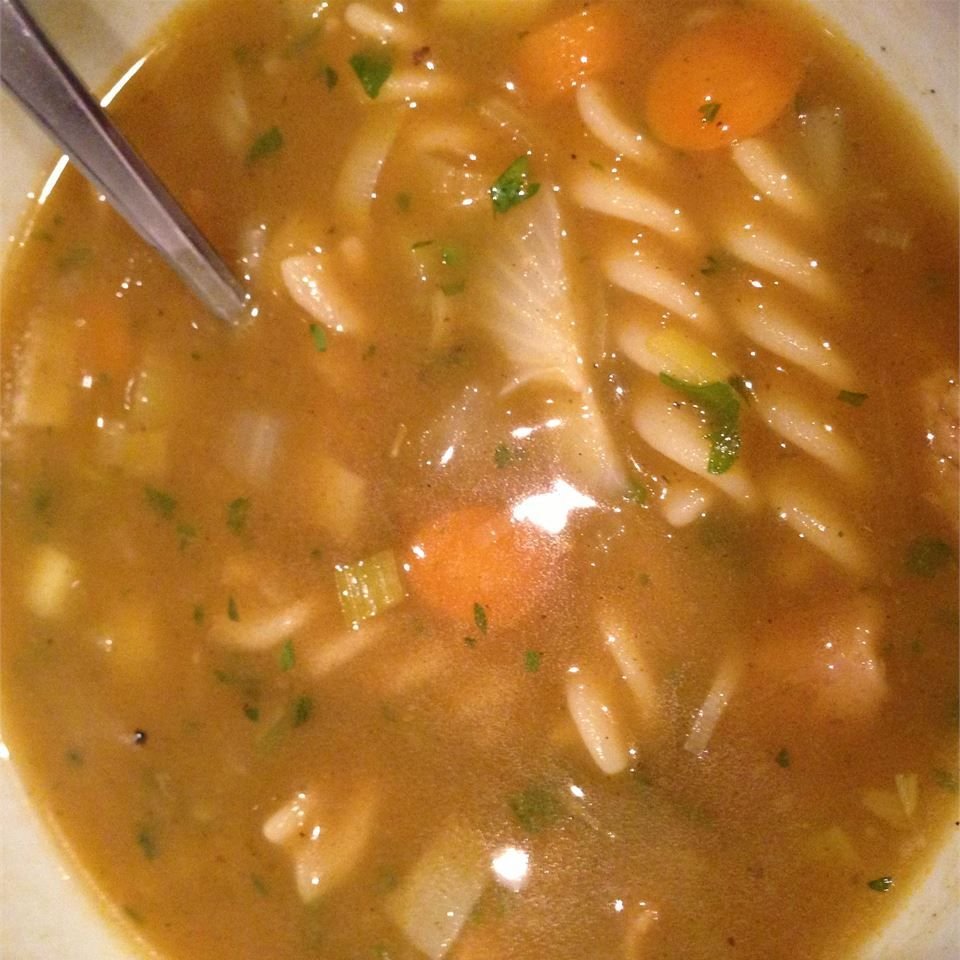 Vegan 'Chicken' Noodle Soup with Seitan