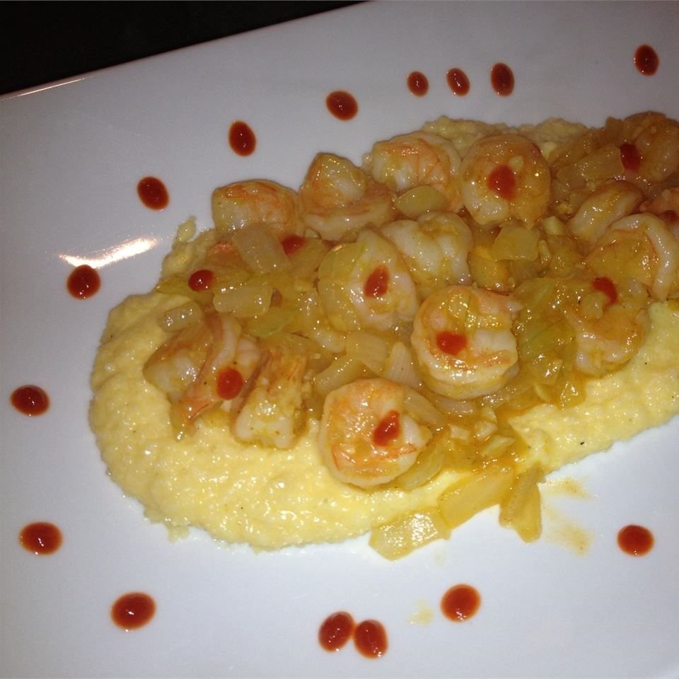 Cheddar Grits with Garlicky Shrimp
