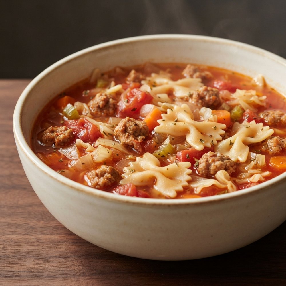 Hearty Italian Sausage and Bow-Tie Pasta Soup